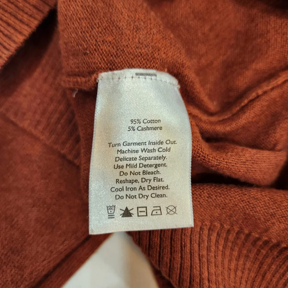 Eddie Bauer Sweater Mens TL Rust Red V Neck Cotton Cashmere Vintage Knit - Picture 6 of 11
